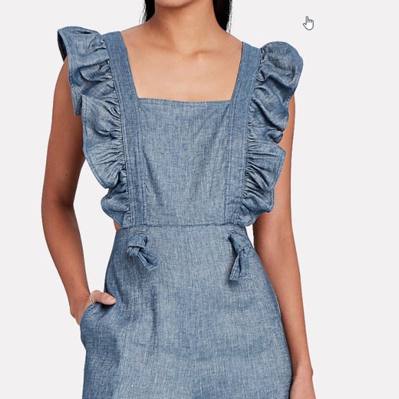 NWT! AMUR Chambray Frilled Jumpsuit - Picture 4 of 9